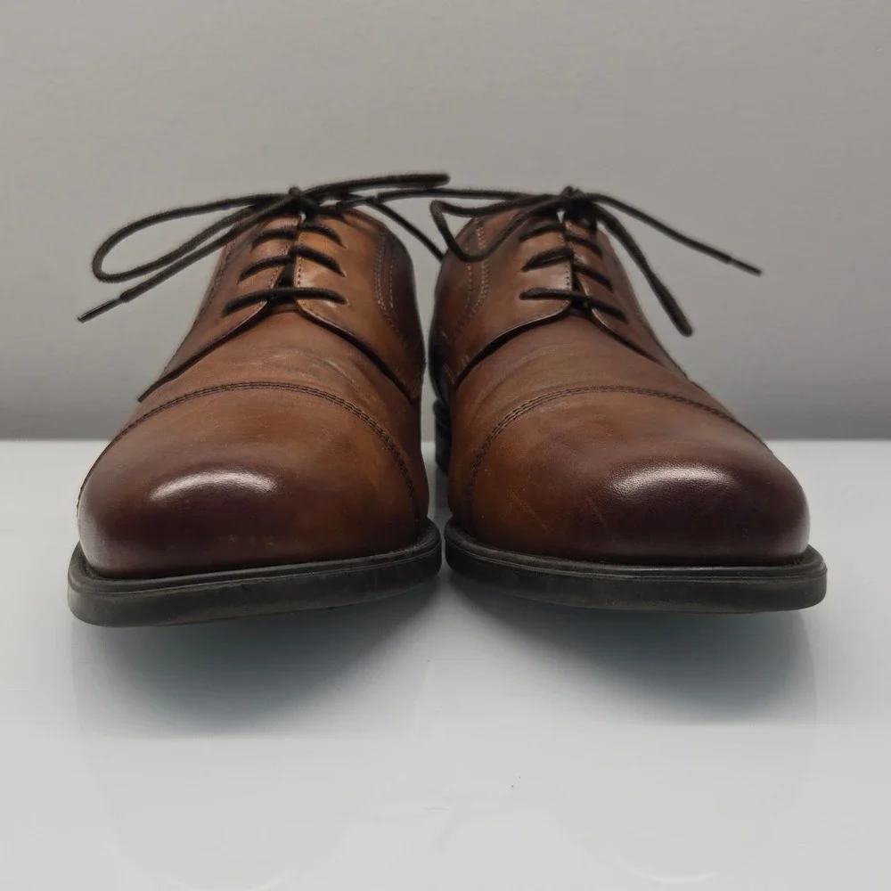 Florsheim Cap Toe Derby Dress Shoes Mens 10.5D Cognac Brown Leather Comfortech